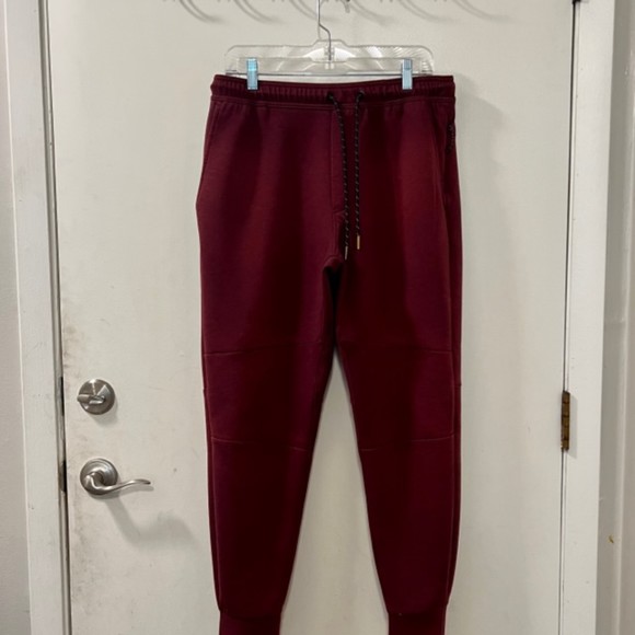 American Eagle Maroon Fleece Elastic Drawstring Waist Jogger Pants Size Large - Picture 7 of 13